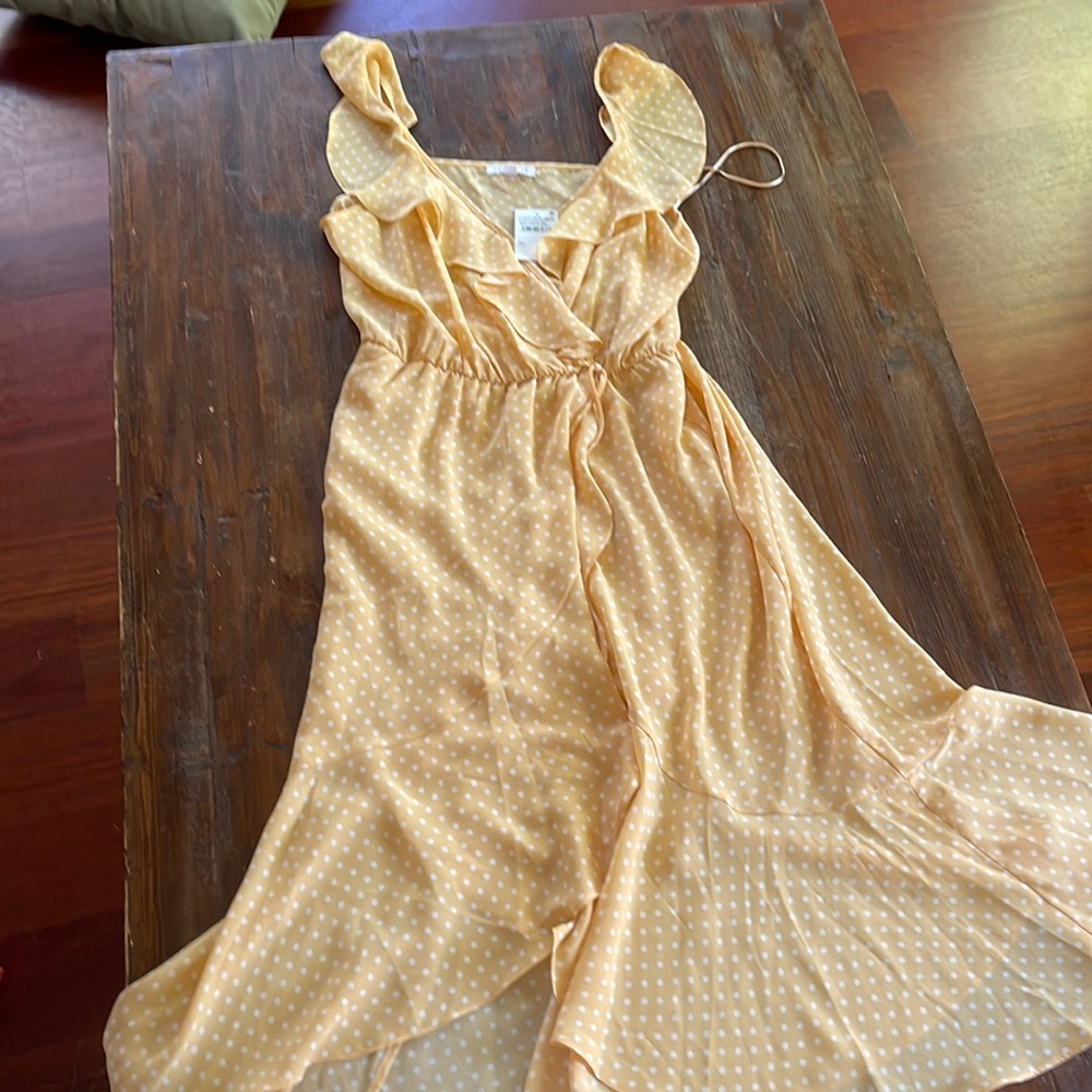 Socialite Yellow Polka Dot Midi Dress